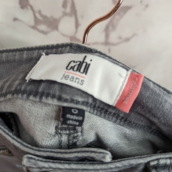 Cabi Jean Womens Size 0 25 Mid Rise Denim Gray 5167 Zipper Skinny - Picture 3 of 10